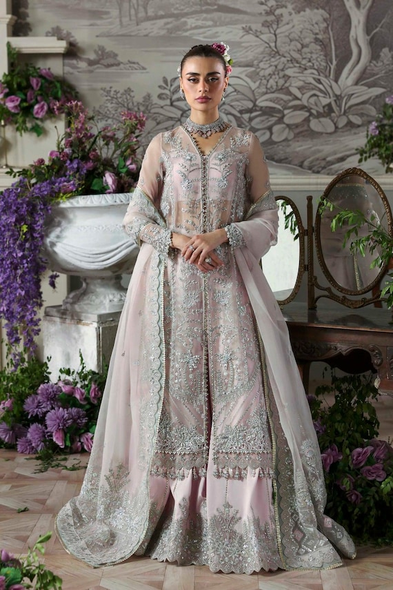pink embroidered dress pakistani Branded Indian and Pakistani Dresses for Kids in Canada main image 1