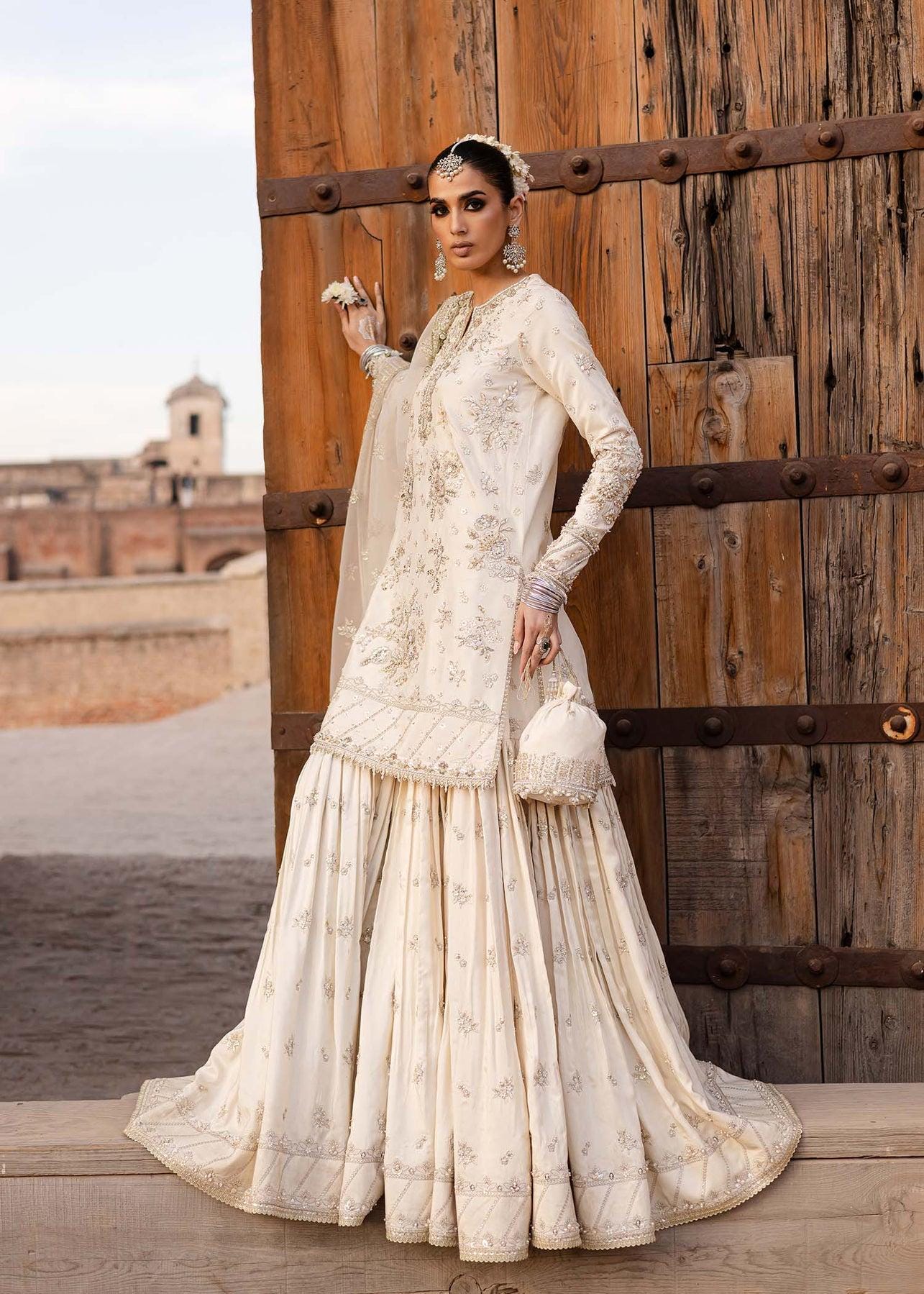 open lace back dress Chiffon Party Wear With Gharara – Nameera by Farooq main image 1