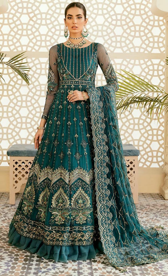 green emerald velvet dress Olive Green Viscose Embroidered Maxi Dress