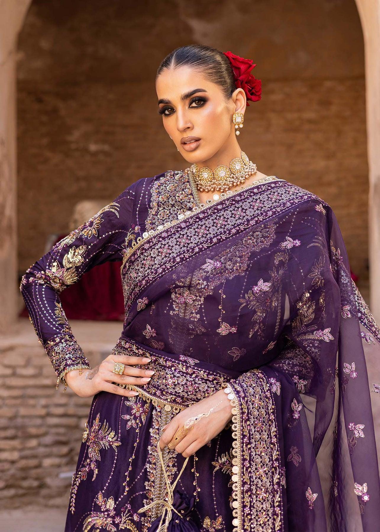 purple silk dress pakistani Purple Silk Embroidered Salwar Kameez: Pakistani Wedding Party Dress Eid
