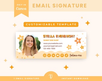 Email Signature Template | Email Design Canva | Editable E-Mail Signature | Canva Template | Branding - SS01 - Sunny Side - Visuelli