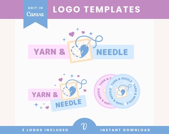 Knitting Logo | Stitching Logo | Crafting Logo | Logo Design Templates | Canva Logo | Branding - Yarn and Needle - YAN01 - Visuelli