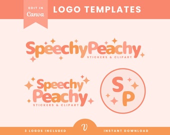 Stickers Shop Logo | Clipart Logo | Logo Design Template | Editable Canva Logo | Shop Logo | Branding - Speechy Peachy - SP01 - Visuelli