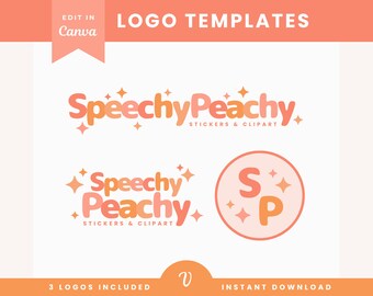 Stickers Shop Logo | Clipart Logo | Logo Design Template | Editable Canva Logo | Shop Logo | Branding - Speechy Peachy - SP01 - Visuelli