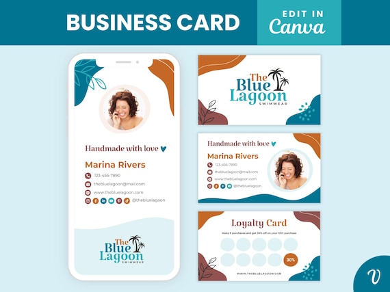 Business Card | Editable Business Card | Digital Business Card | Printable Business Card | Business Card Template Canva - BL01 Visuelli