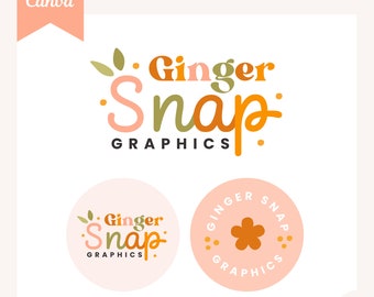 Peach Logo | Green Logo | Logo Design Template | Canva Logo | Editable logo | Shop Logo | Branding - Ginger Snap Graphics - GSG01 - Visuelli