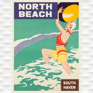 YourBeach/City Custom Retro Beach Poster Home Decor Wall Art Birthday Gift Christmas Gift