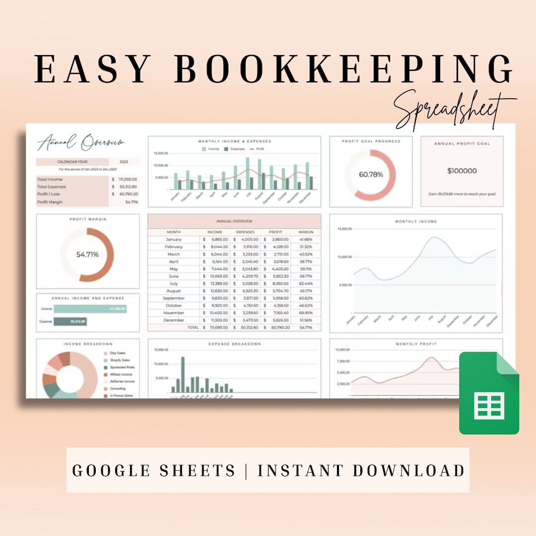Small Business Bookkeeping Template, Google Sheets Bookkeeping