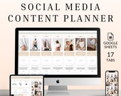 Social Media Content Calendar, Social Media Content Planner Template Google Sheets Spreadsheet, Editable Social Media Calendar, Planner