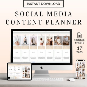 Social Media Content Calendar, Social Media Content Planner Template Google Sheets Spreadsheet, Editable Social Media Calendar, Planner