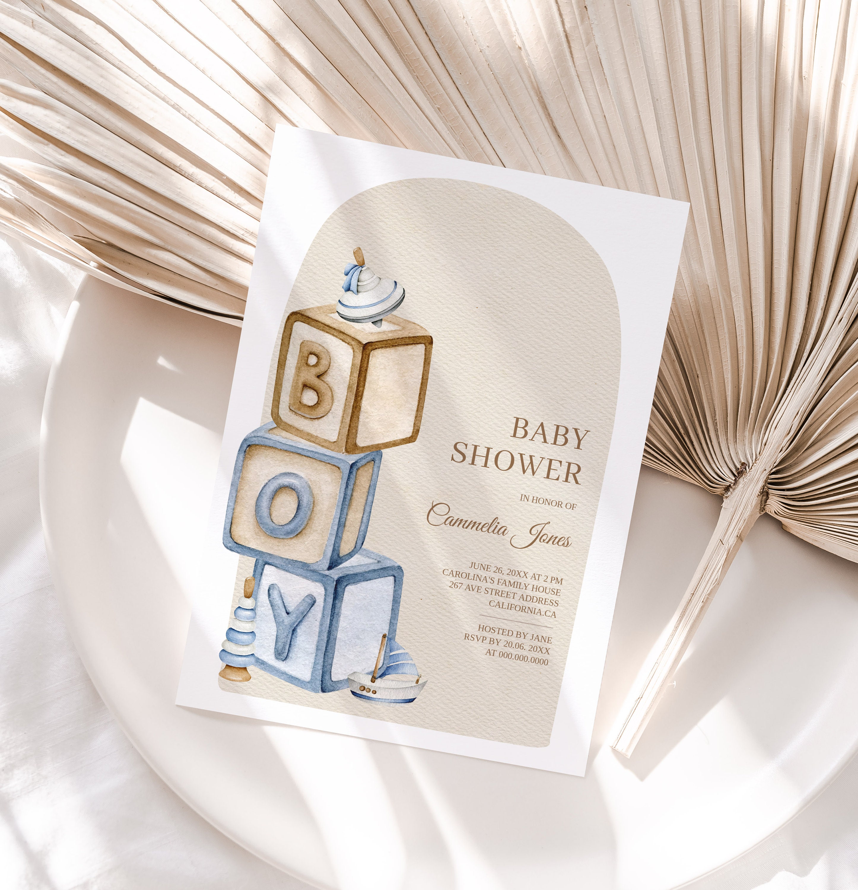 It's A Boy Baby Shower Invitation Bundle, Wooden Boho Toys and Letter ...