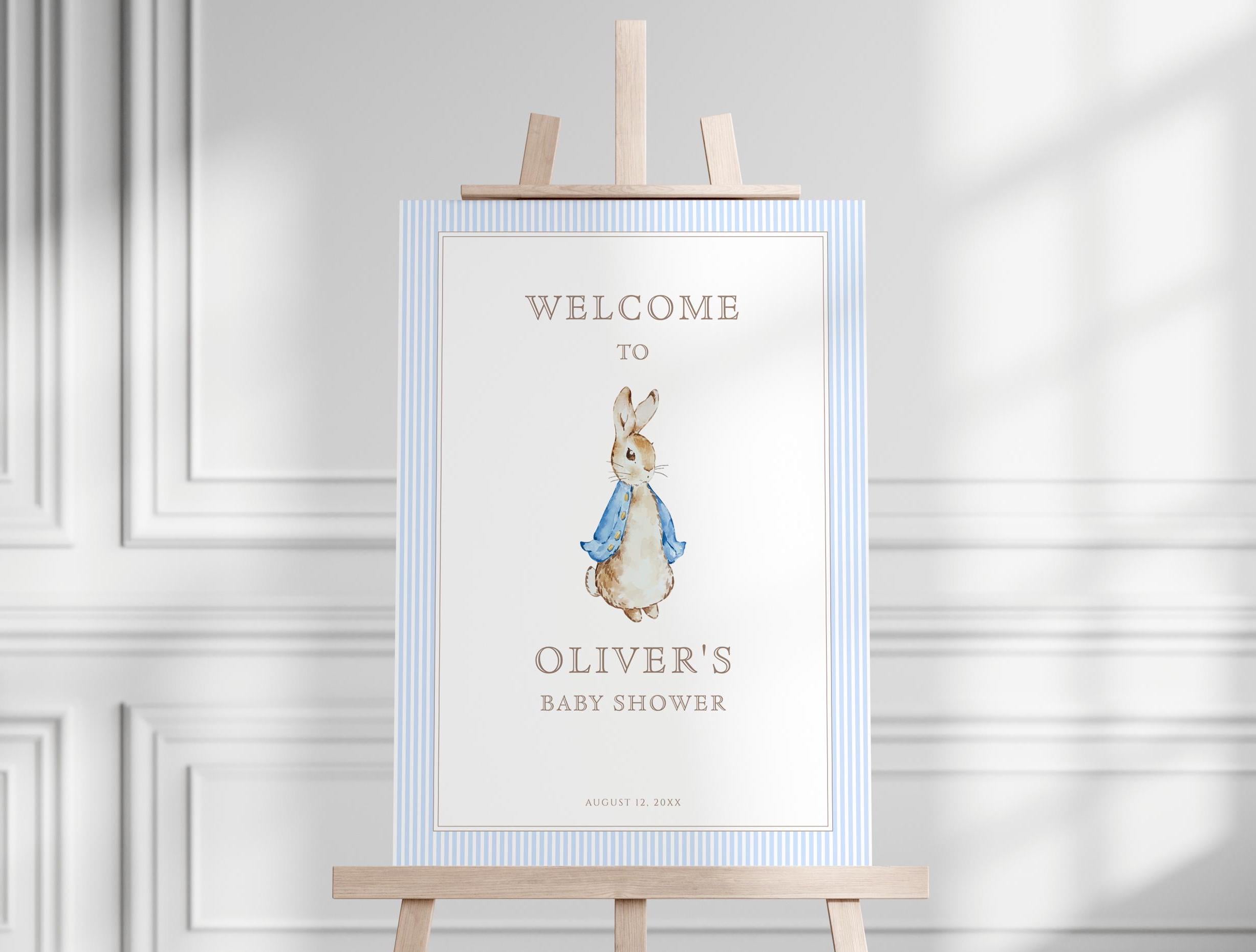 Peter Rabbit Baby Shower Welcome Sign, Beatrix Potter Shower Sign, Baby Shower Boy, Gender Neutral Baby Shower Welcome Sign P001