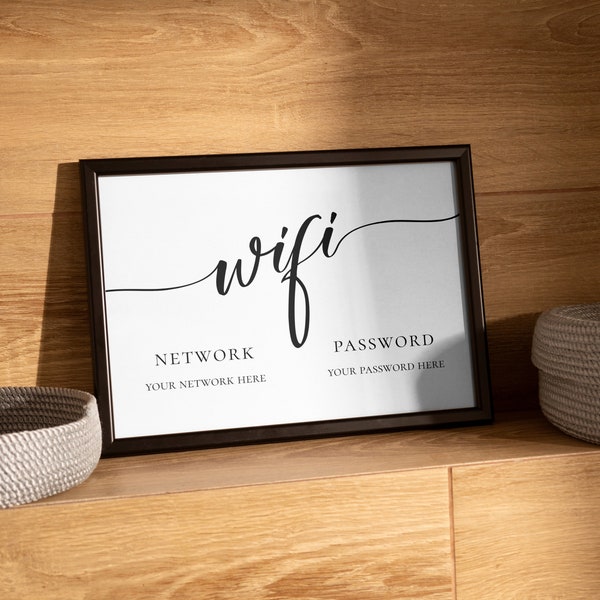 WiFi Password Sign, Editable WiFi Sign Template, WiFi Password Printable with Instant Download