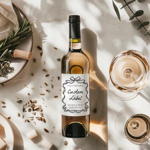 Custom Wine Label Template, Hand-Drawn Wine Labels Wedding, Editable Wine Bottle Stickers, Printable Wine Labels, Personalized gift