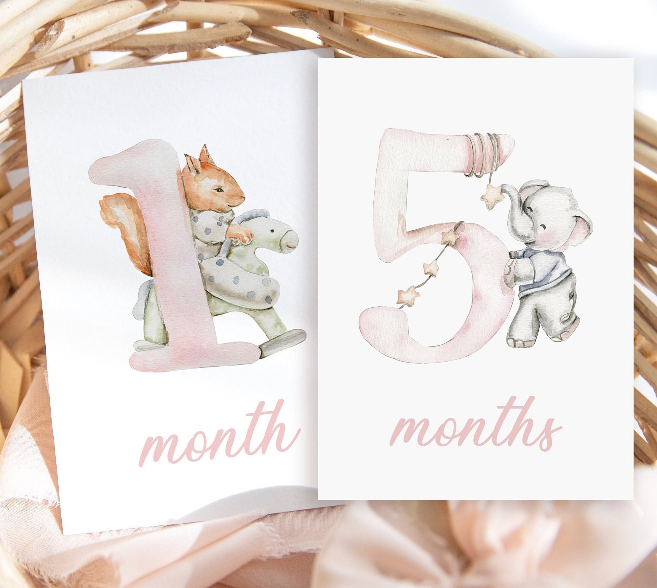 Baby Milestone Cards | Milestone Cards | Watercolor Animals | Baby Gift ...