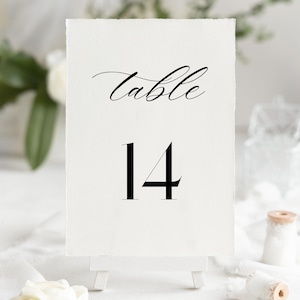 Minimalist Wedding Table Number Template, Elegant Script Table Number Card, 5x7 and 4x6, Reception Table Numbers, Editable Template W01