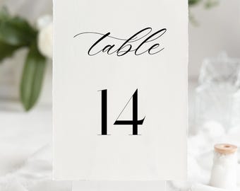 Minimalist Wedding Table Number Template, Elegant Script Table Number Card, 5x7 and 4x6, Reception Table Numbers, Editable Template W01