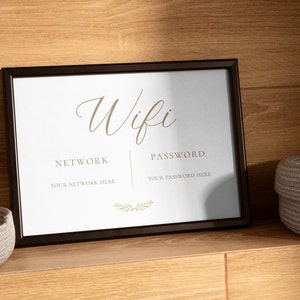 WiFi Password Sign, Editable WiFi Sign Template, WiFi Password Printable with Instant Download, Boho Pampas Grass Wifi Password