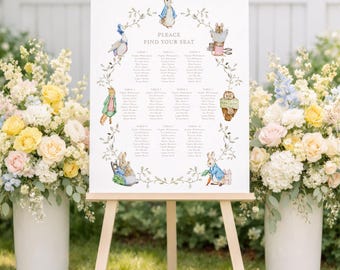 Storybook Rabbit Seating Chat Template, Find Your Seat Sign, New Chapter, Little Bunny R05