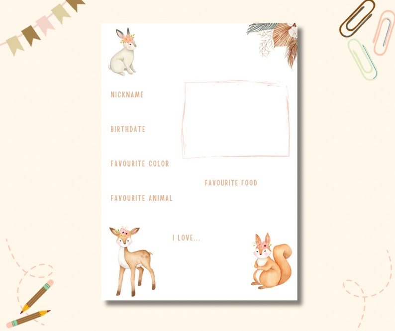 Printable Kids Templates | About Me | School | Playschool | First Day ...