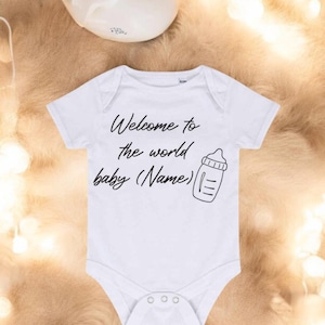 Personalised Baby Grow with Name – Custom Newborn Bodysuit | Baby Shower Gift | 100% Cotton Sleepsuit