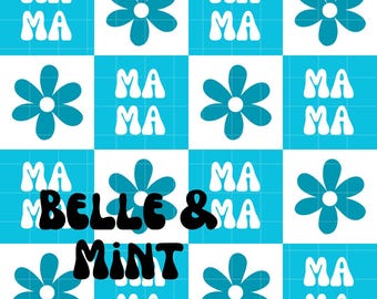 Boy Mama Blue Seamless File Digital Download for Fabric, Sublimation, Retro Teal Turquoise Floral Boy Mom Repeat Pattern