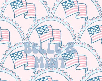 Amerikanische Flagge Juli Vierter Sommer Nahtlose Datei Digitaler Download für Stoff, Sublimation, Licht gedämpfte Farben Retro Patriotische Rapportmuster