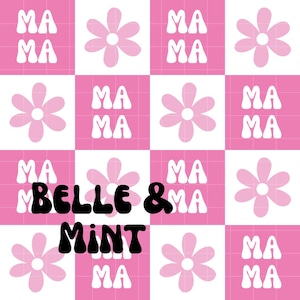 Fille maman rose fichier transparente en téléchargement numérique pour tissu, sublimation, motif de répétition floral rose clair fille maman
