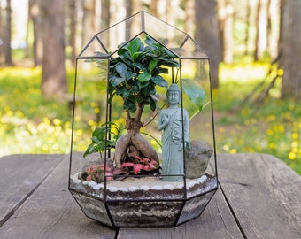 Terrario geometrico in vetro "Quarzo" dalle dimensioni ideali adatto a tutti i tipi di piante • per matrimoni • festa della mamma