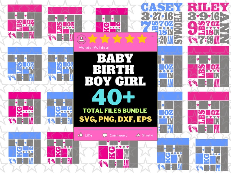 Baby Birth Announcement Template Svg Baby Shower Svg Birth Etsy