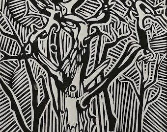 ORIGINAL LINOCUT PRINT - Tangle