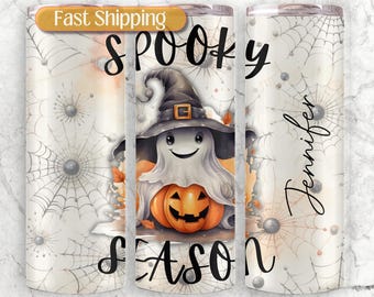 Halloween Ghost Tumbler, Spooky Season Cute Ghost Halloween Cup, Gift For Halloween Lover, Halloween Travel Cup, Cute Fall Tumbler