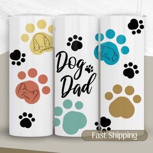 Personalized Dog Dad Tumbler, Dog Ear Outline Cup Dog Lover Gift, Dog Dad Gift Travel Mug, Dog Dad Gift, Dog Dad Gift For Him, 20oz Tumbler