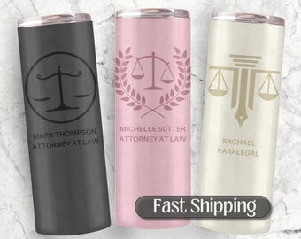 Personalized Lawyer Tumbler, Attorney Gift, Attorney at Law Gift for Women, Lawyer Graduation, Future Paralegal Gifts, Law School Grad