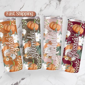 Personalized Autumn Pumpkin Tumbler, Fall Travel Cup, Thanksgiving Tumbler Fall Gift For Her, Pumpkin Cup, Gift For Fall Lover