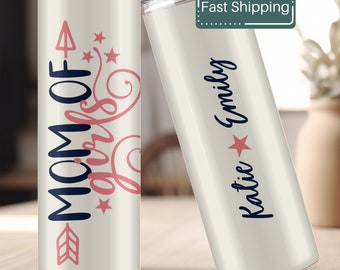 Mom Tumbler, Mother's Day Gift, Personalized Gift For Mom, Mom Of Girls, Mom Travel Mug, Mom Coffee Tumbler With Straw, Mom Birthday Gift