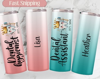 Vaso para higienista dental, botella de agua de acero inoxidable, regalo para estudiantes de odontología, taza de viaje personalizada para dientes, regalo para higienista, graduado de odontología