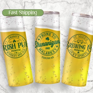 St Patrick&#39;s Day Tumbler, Personalized St Patricks Day Cup With Straw, St Patrick&#39;s Day Gift, St Patricks Day Coffee Mug, Beer Tumbler