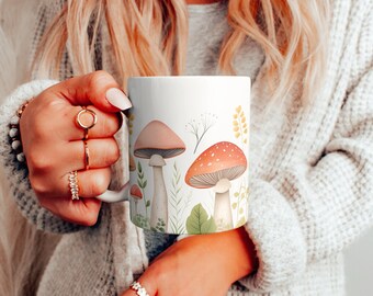 Tasse de champignons, tasse de champignons, tasse Cottagecore vintage, tasse à café aux champignons, tasse de fougères, tasse de champignons vintage, tasse à café de champignons, tasse à café botanique
