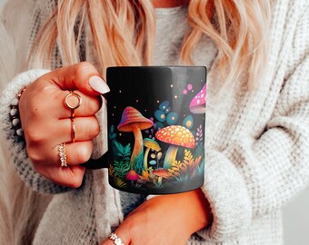 Mug champignon, tasse champignons, tasse cottagecore vintage, tasse à café champignons, tasse fougères, tasse champignons vintage, tasse à café champignons, tasse à café botanique