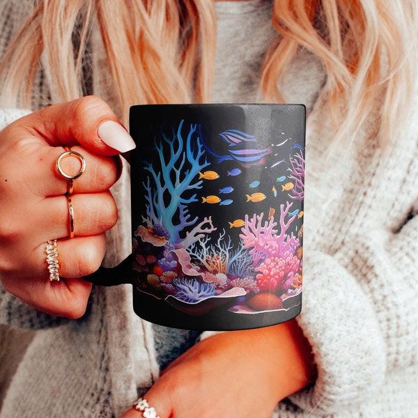 Coral Reef Coffee Mug, Coral Reef lover gift, Marine Biologist Gift, Coral Reef, Coral Mug, Gift for Her, Gift for Surfer, Ocean lover Gift