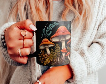 Tasse de champignons, tasse de champignons, tasse Cottagecore vintage, tasse à café aux champignons, tasse de fougères, tasse de champignons vintage, tasse à café de champignons, tasse à café botanique