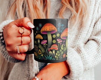 Mug champignon, tasse champignons, tasse cottagecore vintage, tasse à café champignons, tasse fougères, tasse champignons vintage, tasse à café champignons, tasse à café botanique