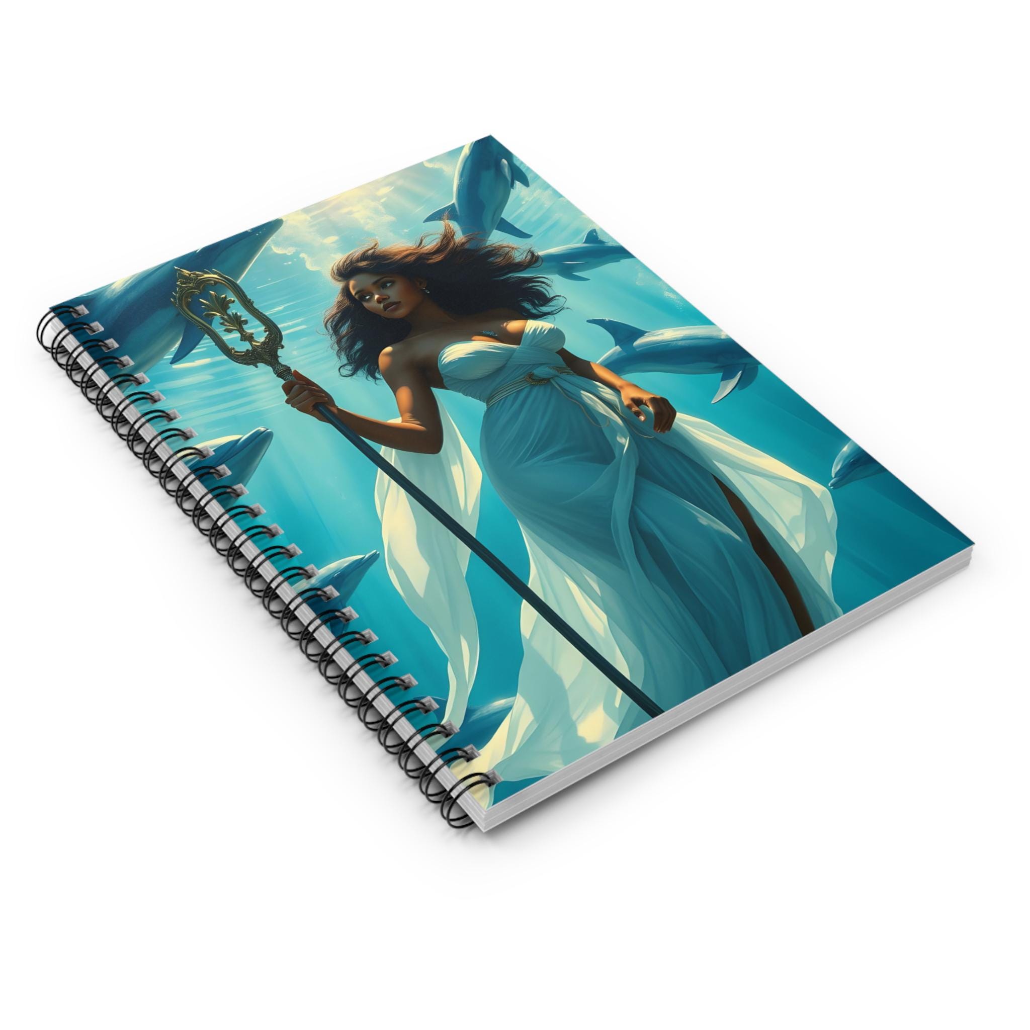 Water Empress Spiral Notebook Blue Dolphins Journal, Ruled Line, Diary ...