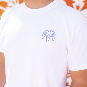 Embroidered N64 Controller Inspired Design T-Shirt - For Nintendo and Retro Game Lovers - 90's Nostalgic