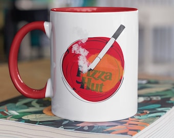 Pizza Hut Ash Tray Grafisch Vintage Thema Koffiemok Cup - Voor nostalgische fans van The Hut - 11oz, Lood en BPA-vrij