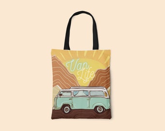 Van Life Tote Bag | Premium Polyester | Stylish Design | Durable & Spacious | Wanderlust Van Life Road Tripe Vibes Great Gift For Travelers