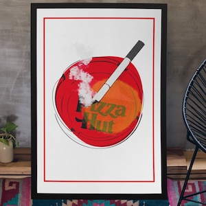Pizza Hut Ash Tray Vintage Themed Graphic Poster - 24 x 36 Inches - Matte Finish (Frame Not Included)