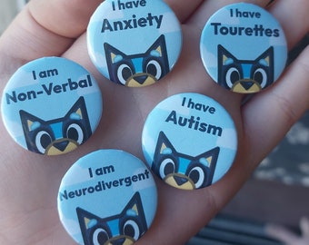 Blue Dog Inspired Art Hidden Disabilities 32mm Badge - Custom Option Available !