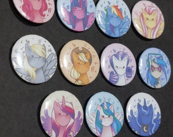 MLP / My Little Pony inspired Art Button Badges - 32mm Pin Badges